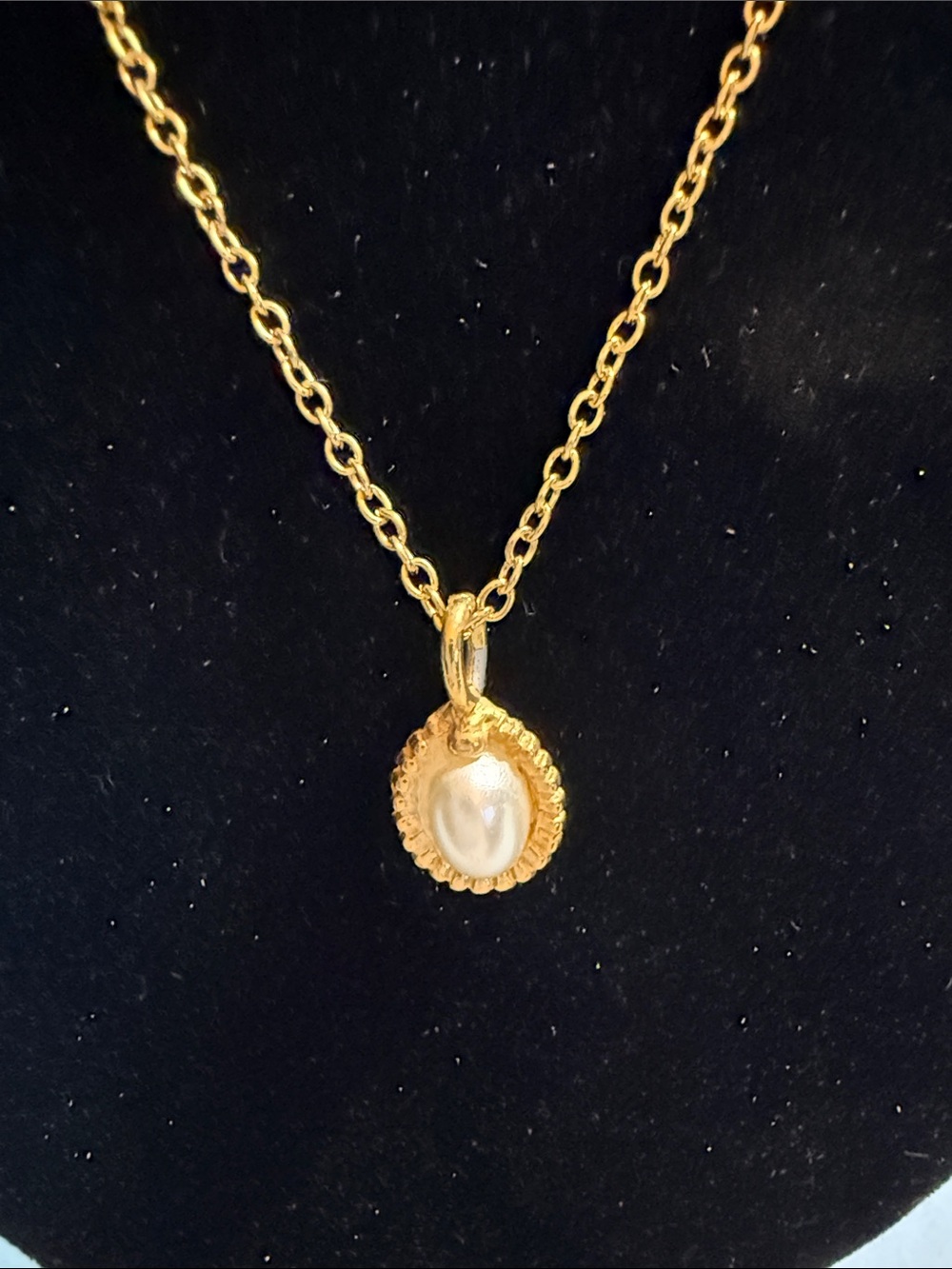 Gold Rope Chain Necklace with Pearl Pendant